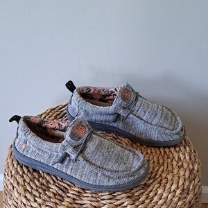 Hey Dude Womens Wally Coral Bloom‎ Grey/Navy/Coral Knit Slip-On Loafers S-9